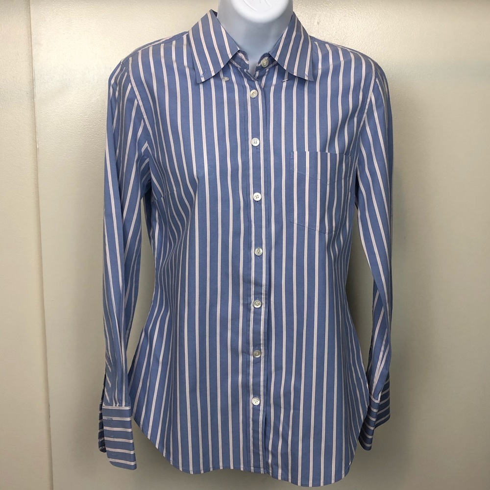 J. Crew Pink and Blue Striped Button Down Shirt